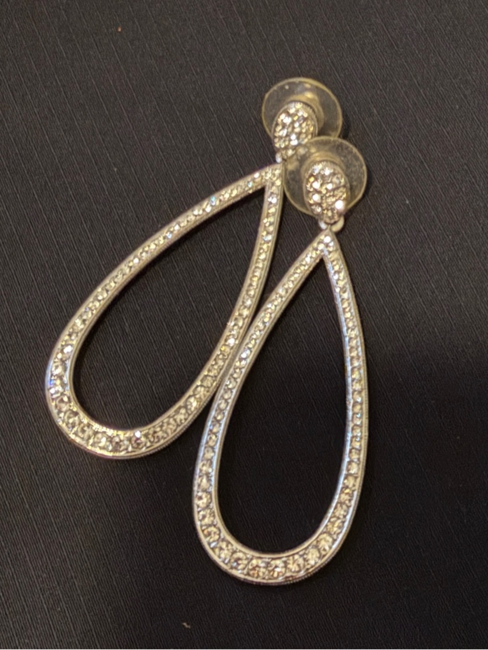 Nadri Teardrop Crystal Drop Earrings in a Silver setting - Like New!